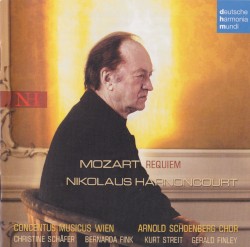 Requiem by Wolfgang Amadeus Mozart ;   Christine Schäfer ,   Bernarda Fink ,   Kurt Streit ,   Gerald Finley ,   Concentus Musicus Wien ,   Arnold Schönberg Chor ,   Nikolaus Harnoncourt