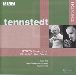 Brahms: Symphony no. 1 in C minor / Schumann: Piano Concerto in A minor by Brahms ,   Schumann ;   Jorge Bolet ,   London Philharmonic Orchestra ,   Klaus Tennstedt