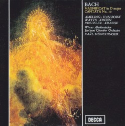 Magnificat in D major / Cantata no. 10 by Bach ;   Ameling ,   Van Bork ,   Watts ,   Krenn ,   Rintzler ,   Krause ,   Wiener Akademiechor ,   Stuttgart Chamber Orchestra ,   Karl Münchinger