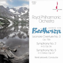 Leonore Overture no. 3 / Symphony no. 2 / Symphony no. 5 by Beethoven ;   Royal Philharmonic Orchestra ,   René Leibowitz