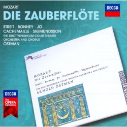 Die Zauberflöte by Mozart ;   Streit ,   Bonney ,   Jo ,   Cachemaille ,   Sigmundsson ,   Drottningholm Court Theatre Orchestra  and   Chorus ,   Arnold Östman