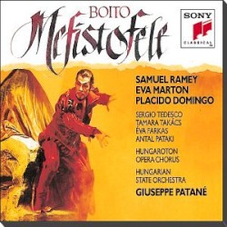 Mefistofele by Arrigo Boito ;   Samuel Ramey ,   Éva Marton ,   Plácido Domingo ,   Hungarian State Orchestra ,   Giuseppe Patanè