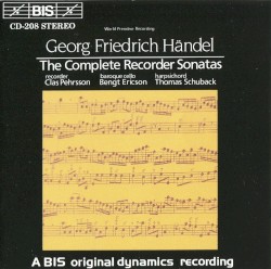 The Complete Recorder Sonatas by Georg Friedrich Händel ;   Clas Pehrsson ,   Bengt Ericson ,   Thomas Schuback