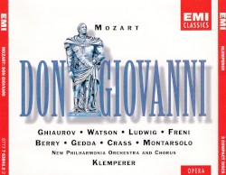 Don Giovanni by Mozart ;   Ghiaurov ,   Watson ,   Ludwig ,   Freni ,   Berry ,   Gedda ,   Crass ,   Montarsolo ,   New Philharmonia Orchestra  and   Chorus ,   Klemperer