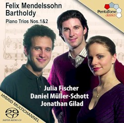 Piano Trios nos. 1&2 by Felix Mendelssohn Bartholdy ;   Julia Fischer ,   Daniel Müller‐Schott ,   Jonathan Gilad