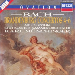 Brandenburg Concertos 4‐6 / Air / Sinfonia by Johann Sebastian Bach ;   Stuttgarter Kammerorchester ,   Karl Münchinger
