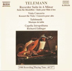 Recorder Suite in A minor / Viola Concerto / Tafelmusik by Telemann ;   Capella Istropolitana ,   Richard Edlinger