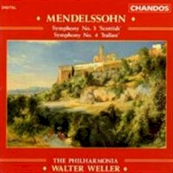 Symphony no. 3 “Scottish” / Symphony no. 4 “Italian” by Mendelssohn ;   The Philharmonia ,   Walter Weller