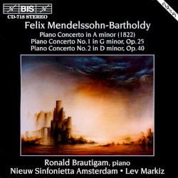 Piano Concerto in A minor (1882) / Piano Concerto no. 1 in G minor, op. 25 / Piano Concerto no. 2 in D minor, op. 40 by Felix Mendelssohn-Bartholdy ;   Amsterdam Sinfonietta ,   Ronald Brautigam ,   Lev Markiz