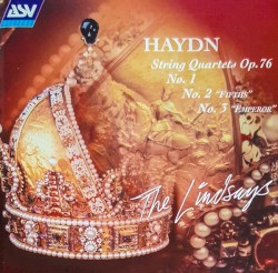 String Quartets op. 76 nos. 1, 2 "Fifths", 3 "Emperor" by Haydn ;   The Lindsays
