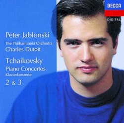 Piano Concertos 2 & 3 by Tchaikovsky ;   Peter Jablonski ,   Philharmonia Orchestra ,   Charles Dutoit