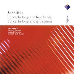 Concerto for Piano Four Hands / Concerto for Piano and Strings by Schnittke ;   London Sinfonietta ,   Guennadi Rojdestvenski ,   Irina Schnittke ,   Viktoria Postnikova