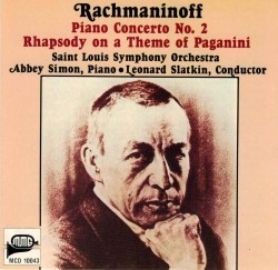 Piano Concerto No. 2 / Rhapsody on a Theme of Paganini, Op 43 by Rachmaninov ;   Saint Louis Symphony Orchestra ,   Leonard Slatkin ,   Abbey Simon