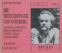 Die Meistersinger von Nürnberg by Richard Wagner ;   Stewart ,   Janowitz ,   Kónya ,   Hemsley ,   Unger ,   Crass ,   Fassbaender ,   Chor  und   Orchester des Bayerischen Rundfunks ,   Rafael Kubelík