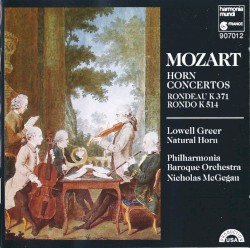 Horn Concertos by Wolfgang Amadeus Mozart ;   Philharmonia Baroque Orchestra ,   Nicholas McGegan ,   Lowell Greer