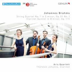 String Quartet no. 1 in C minor, op. 51 no. 1 / Clarinet Quintet in B minor, op. 115 by Johannes Brahms ;   Aris Quartett ,   Thorsten Johanns