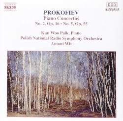 Piano Concertos: No. 2, op. 16 / No. 5, op. 55 by Prokofiev ;   Kun Woo Paik ,   Polish National Radio Symphony Orchestra ,   Antoni Wit