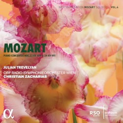 Piano Concertos nos. 23, KV 488 & 24, KV 491 by Mozart ;   Julian Trevelyan ,   ORF Radio‐Symphonieorchester Wien ,   Christian Zacharias