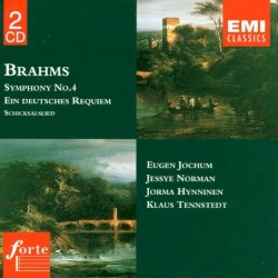 Symphony no. 4 / Ein Deutsches Requiem / Schicksalslied by Johannes Brahms ;   Eugen Jochum ,   Jessye Norman ,   Jorma Hynninen ,   Klaus Tennstedt