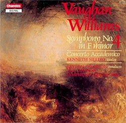 Symphony no. 4 in F minor / Concerto Accademico by Ralph Vaughan Williams ;   The London Symphony Orchestra ,   Bryden Thomson ,   Kenneth Sillito