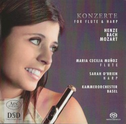 Konzerte for Flute & Harp by Henze ,   Bach ,   Mozart ;   María Cecilia Muñoz ,   Sarah O’Brien ,   Kammerorchester Basel