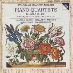 Piano Quartets K. 478 & K. 493 by Wolfgang Amadeus Mozart ;   Malcolm Bilson ,   Elizabeth Wilcock ,   Jan Schlapp ,   Timothy Mason