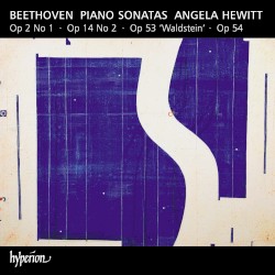 Piano Sonatas, op. 2 no. 1, op. 14 no. 2, op. 53 “Waldstein” & op. 54 by Beethoven ;   Angela Hewitt