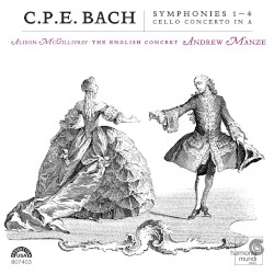 Symphonies 1 - 4 / Cello Concerto in A major by C.P.E. Bach ;   The English Concert ,   Andrew Manze ,   Alison McGillivray