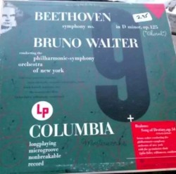 Beethoven: Symphony no. 9 in D minor, op. 125 (“Choral”) / Brahms: Song of Destiny, op. 54 (Schicksalslied) by Beethoven ,   Brahms ;   Bruno Walter ,   Philharmonic‐Symphony Orchestra of New York ,   Westminster Choir ,   John Finley Williamson
