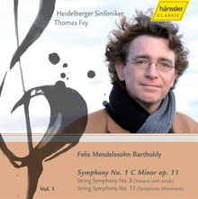 Symphony No. 1 / String Symphonies No. 8, 13 by Felix Mendelssohn Bartholdy ;   Heidelberger Sinfoniker ,   Thomas Fey