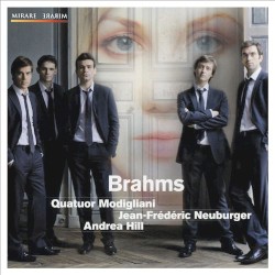 Piano Quintet / Zwei Gesange, op. 91 by Johannes Brahms ;   Quatuor Modigliani ,   Jean-Frédéric Neuburger ,   Andrea Hill