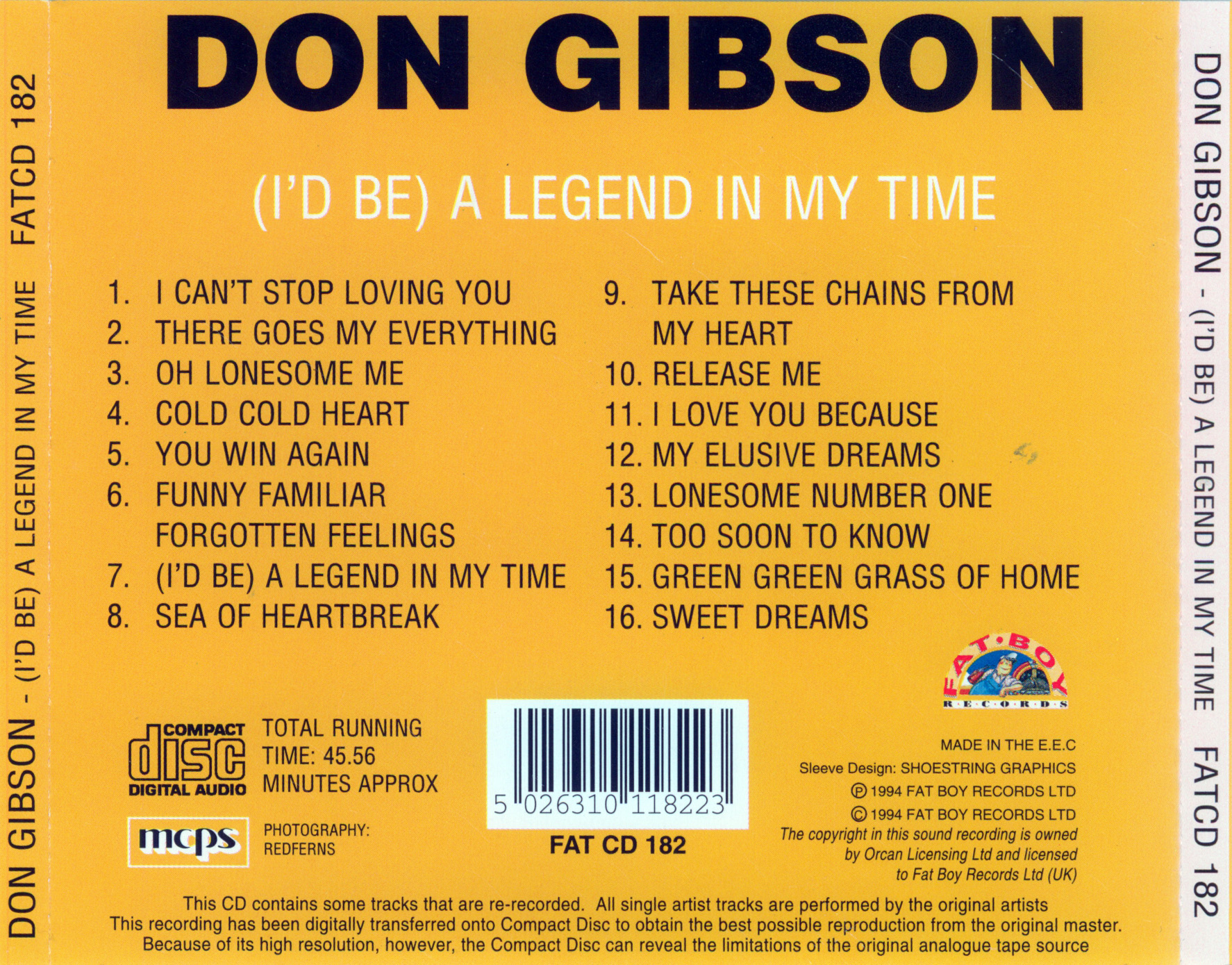 tyran Arrowhead erhvervsdrivende Release “(I'd Be) A Legend in My Time” by Don Gibson - Cover Art -  MusicBrainz