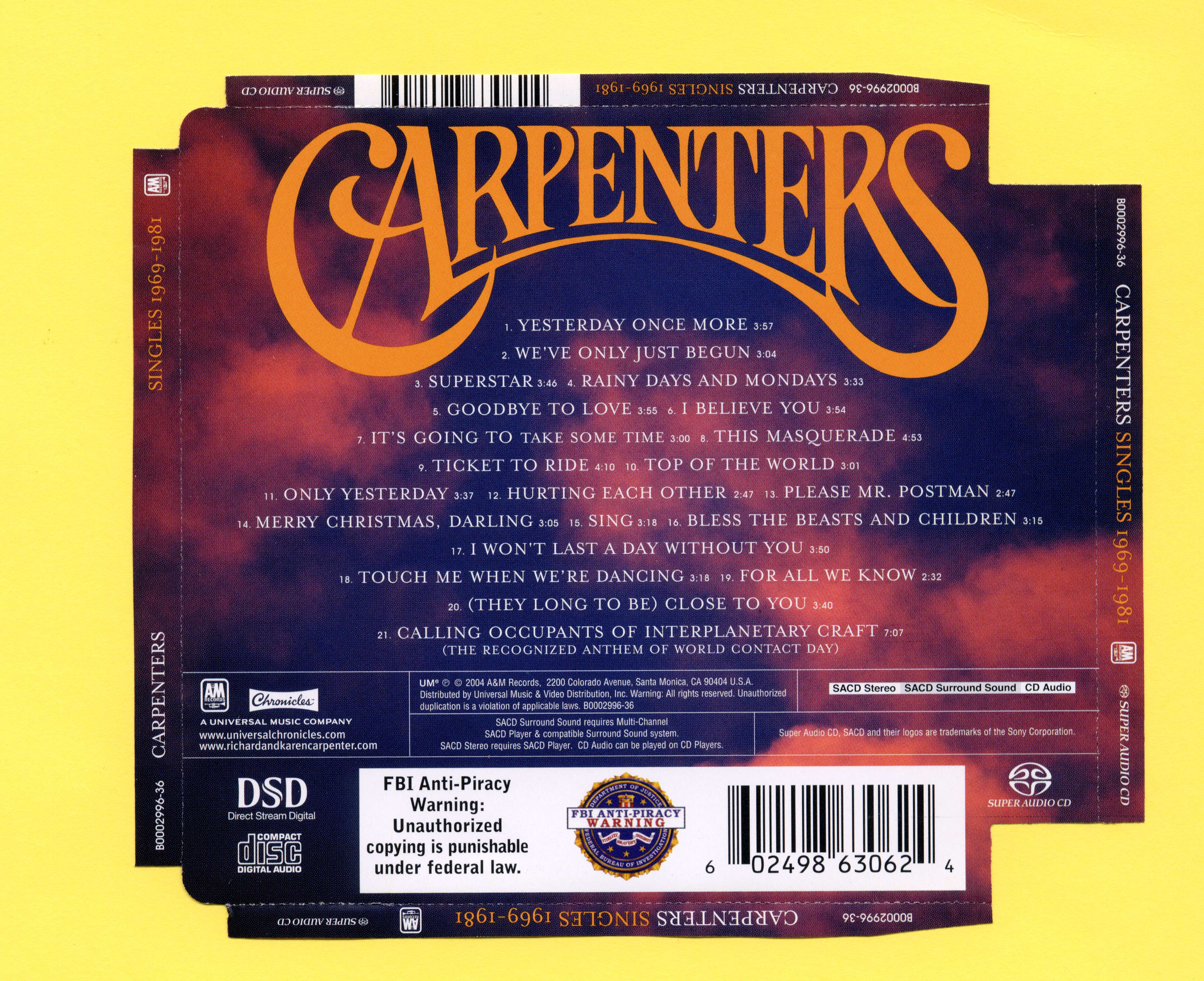 Release “Singles 1969–1981” by Carpenters - Cover Art - MusicBrainz