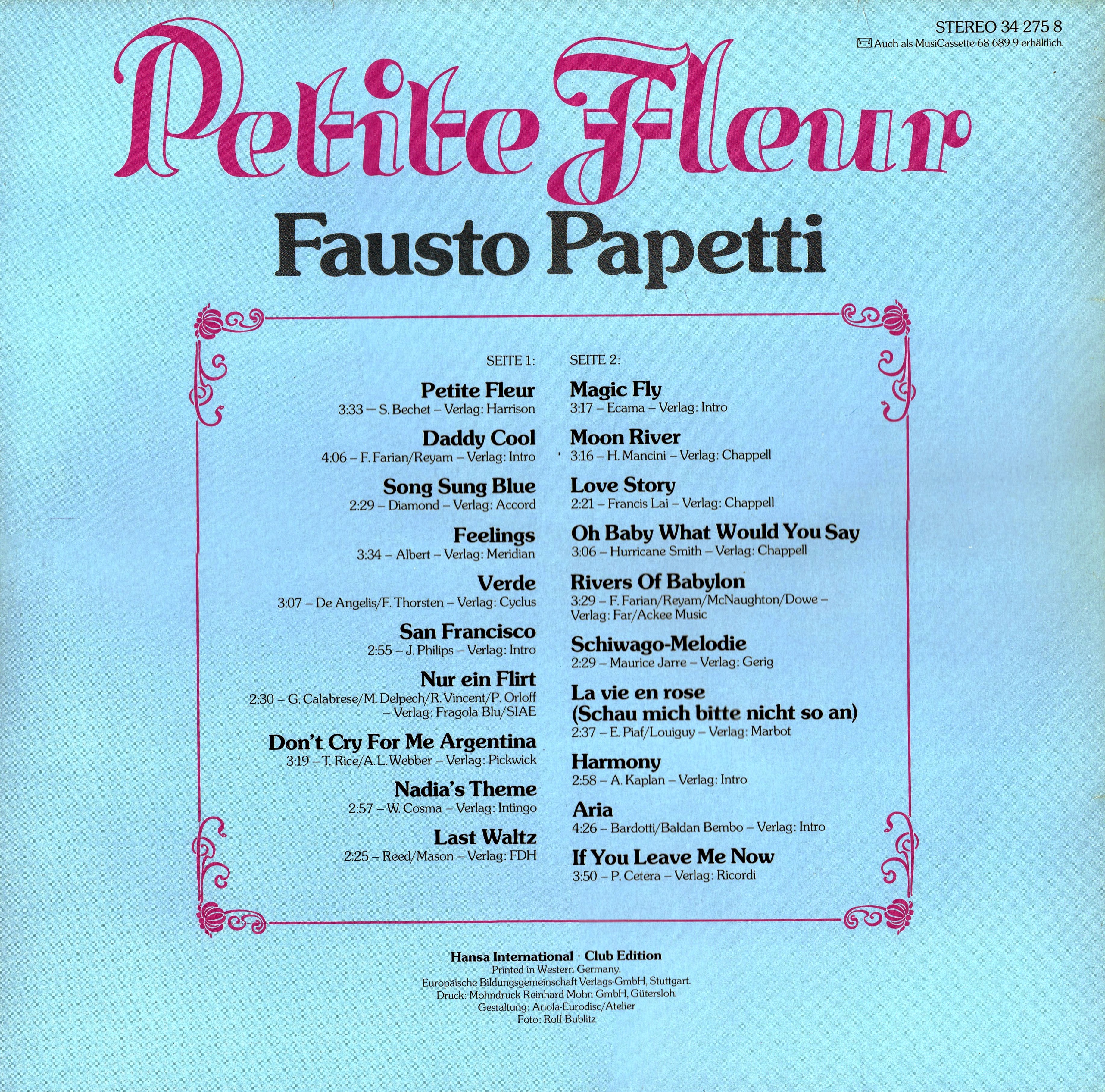 Release “Petite fleur” by Fausto Papetti - Cover art - MusicBrainz